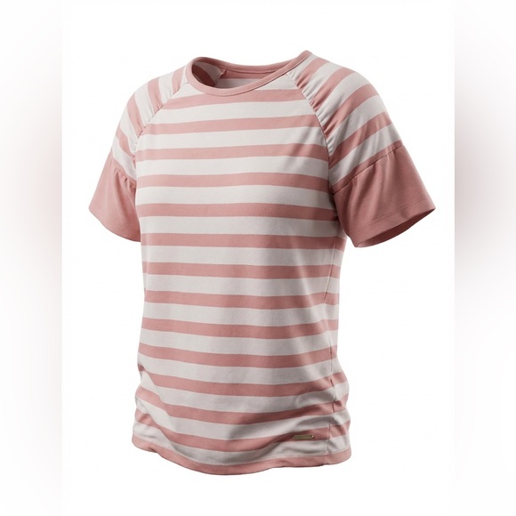 The Roadster Co. Tops - The Roadster Co Striped Dusty Pink and White Short Sleeve Tee